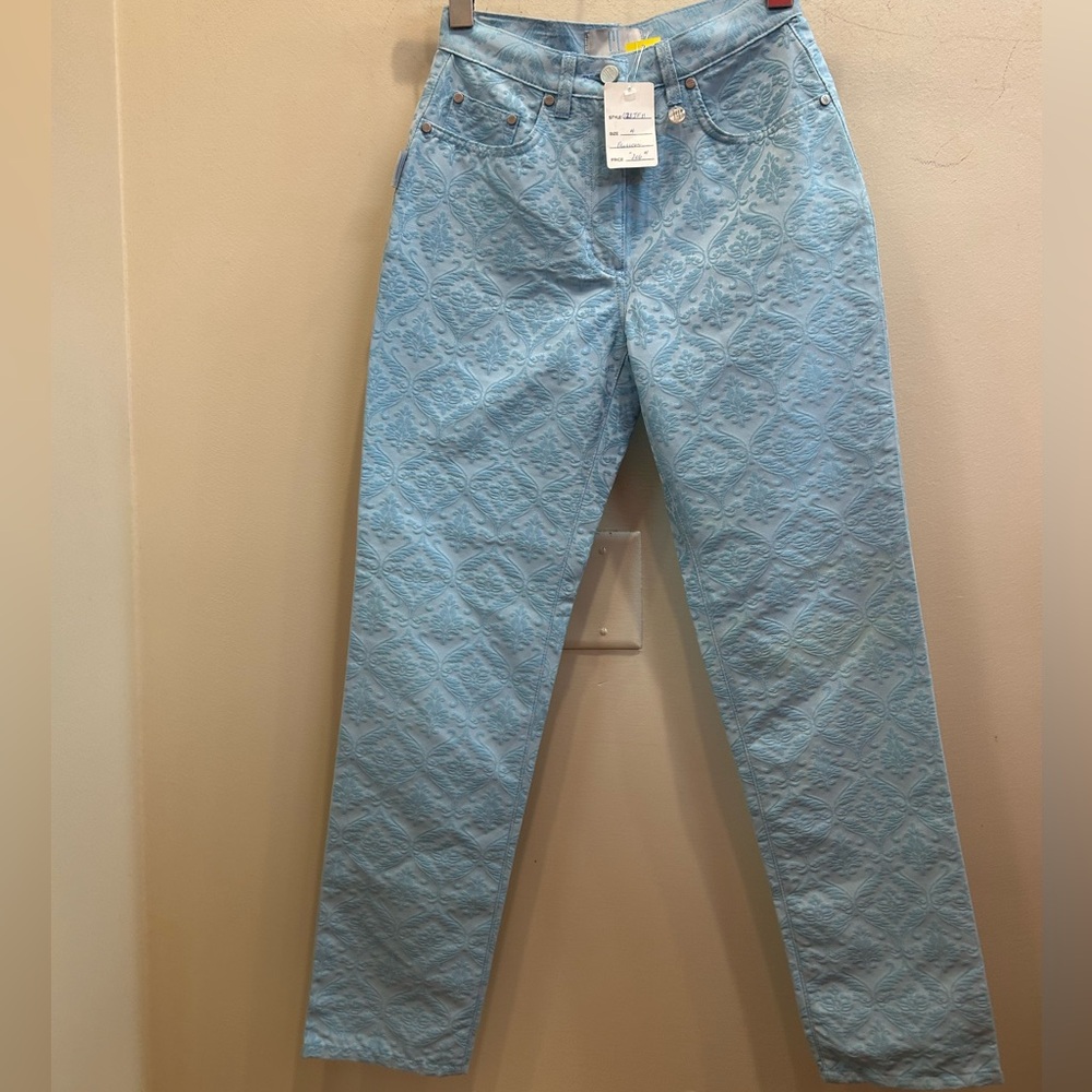 M by Missoni Light Blue Textured High Rise Pants